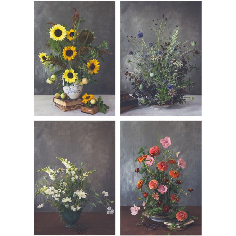 Blomster, 4 kort -stmplat