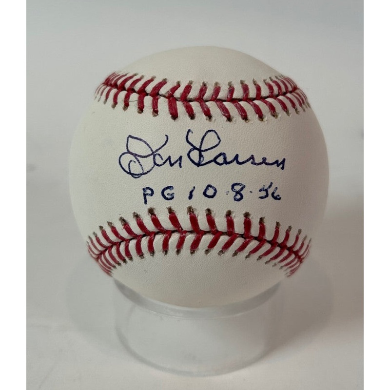 Don Larsen Autographed/Inscribed PG 8-10-56 Official Major League Baseball JSA