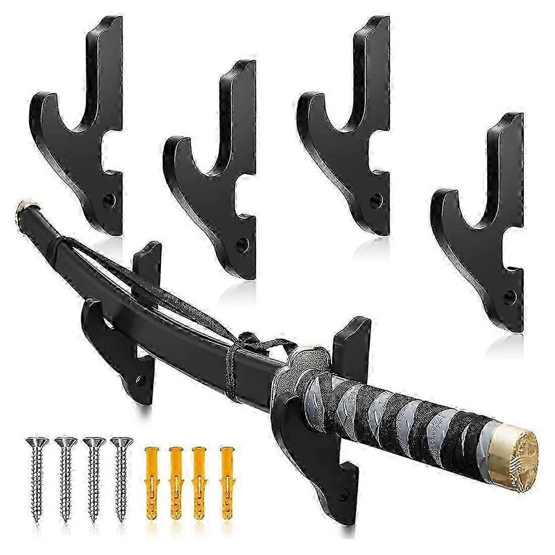 Martial arts sword holder for wall mount – 4 sets wooden adjustable stand