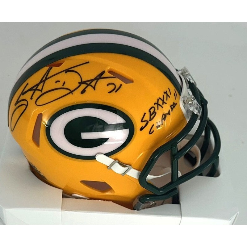 Packers SANTANA DOTSON Signed Riddell Speed Mini Helmet AUTO w/ SB Champs – BAS