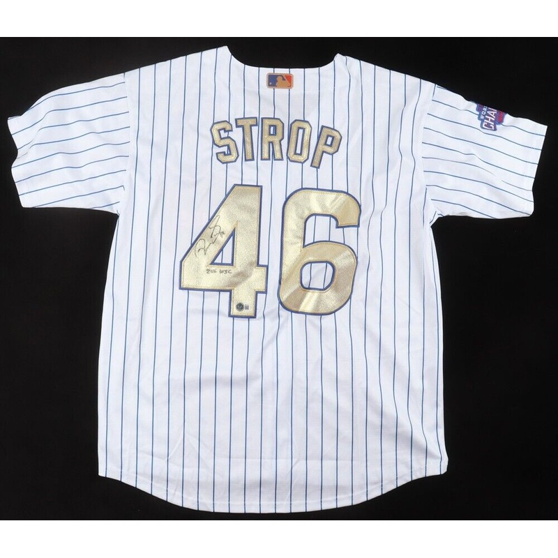 Pedro Strop Signed Chicago Cubs Inscribed 2016 WSC Jersey (Beckett) Reliever