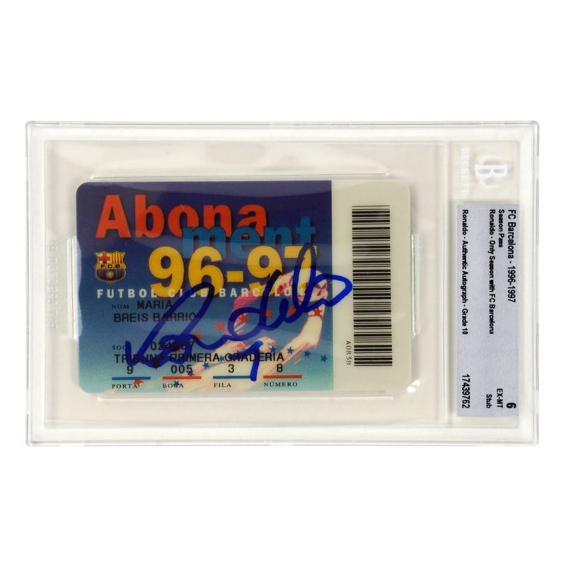 Ronaldo Nazario Signed 1996-97 Only Season at FC Barcelona Season Pass – BGS 6