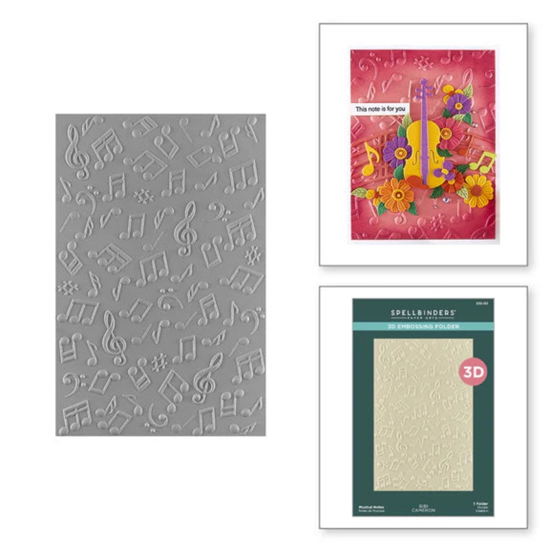 Spellbinders -MUSICAL NOTES 3D EMBOSSING FOLDER FROM THE BIBI’S MUSICAL NOTES COLLECTION BY BIBI CAMERON