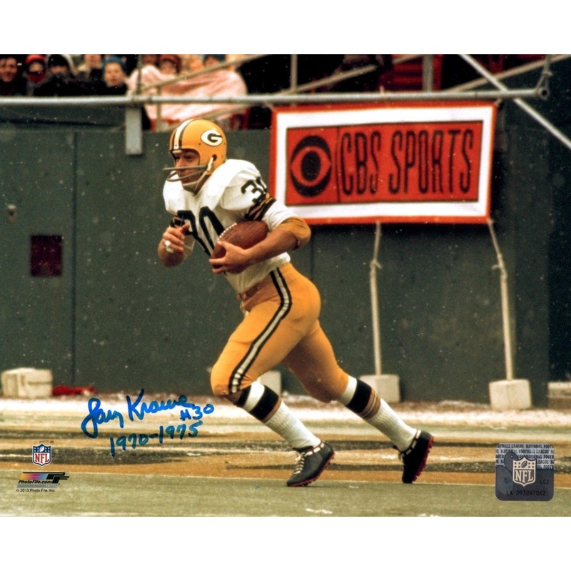 1970-74 Packers RB LARRY KRAUSE Signed 8×10 Color Photo #1 AUTO