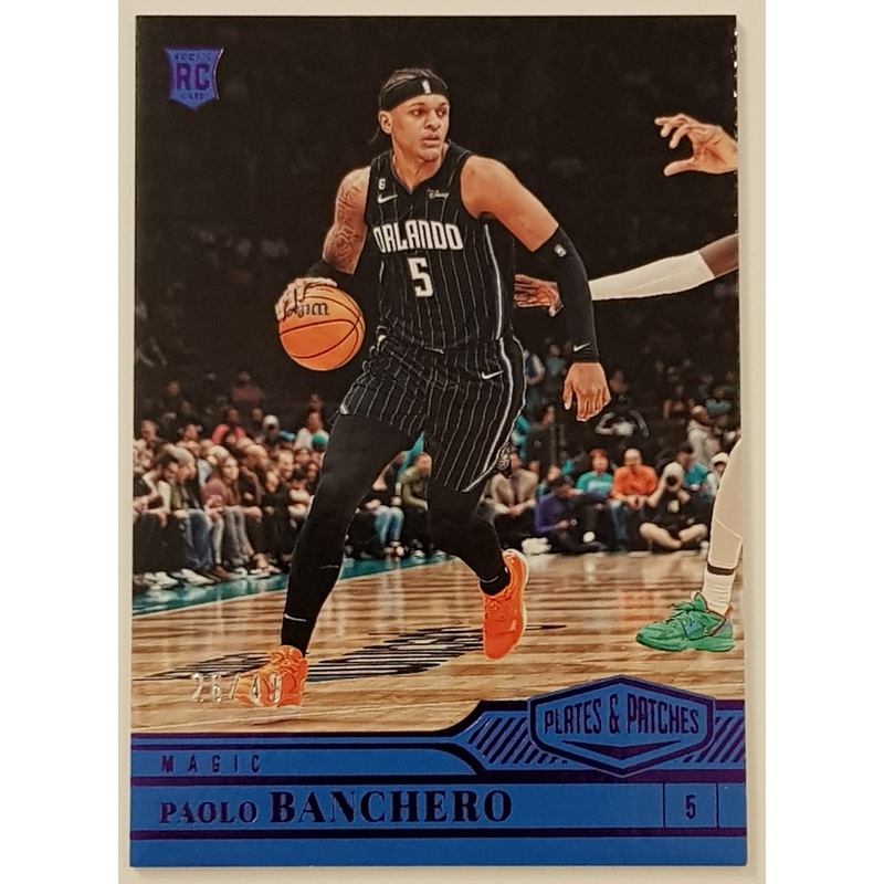 2022-23 Panini Chronicles Plates and Patches Basketball Paolo Banchero #301 Purple Parallel /49 Rookie Card