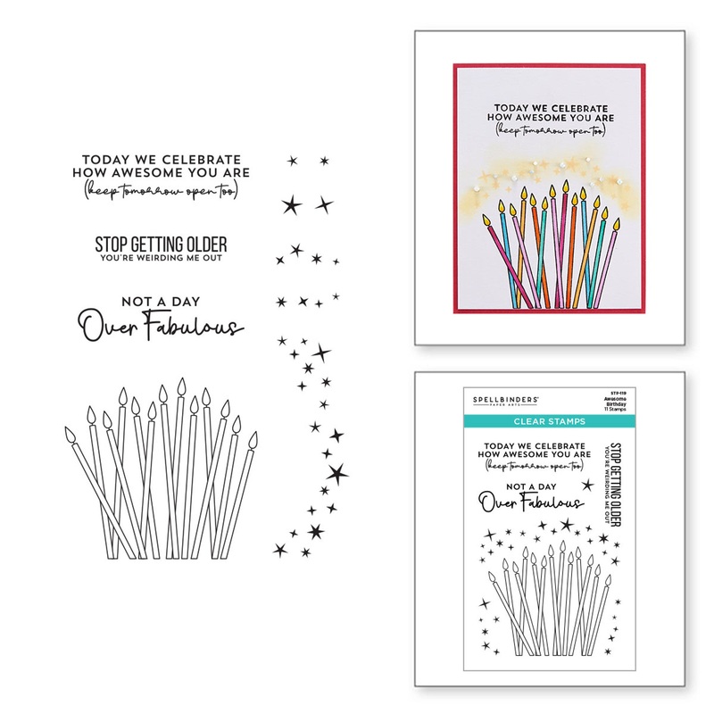 Spellbinders Awesome Birthday Clear Stamp Set from the Birthday Celebrations Collection