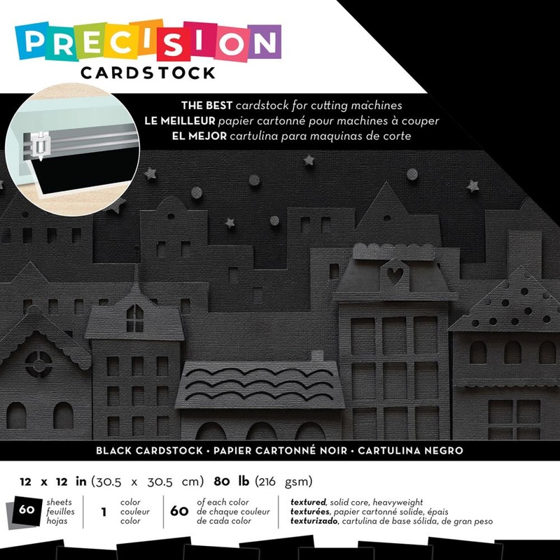 American Crafts Precision Cardstock Pack 80lb 12X12 60/Pkg – Black/Textured