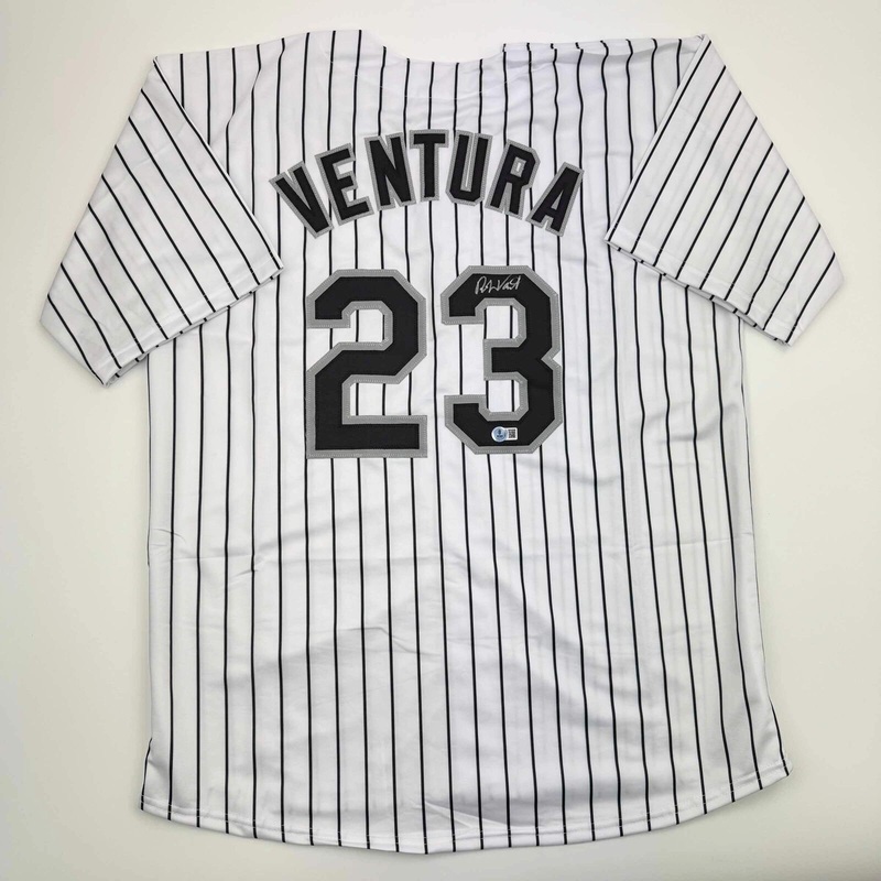 Autographed/Signed Robin Ventura Chicago Pinstripe Baseball Jersey Beckett COA