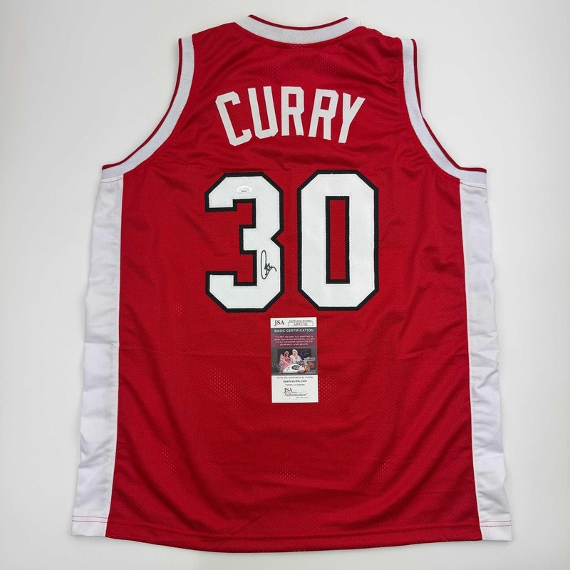 Autographed/Signed Stephen Steph Curry Davidson Red College Jersey JSA COA