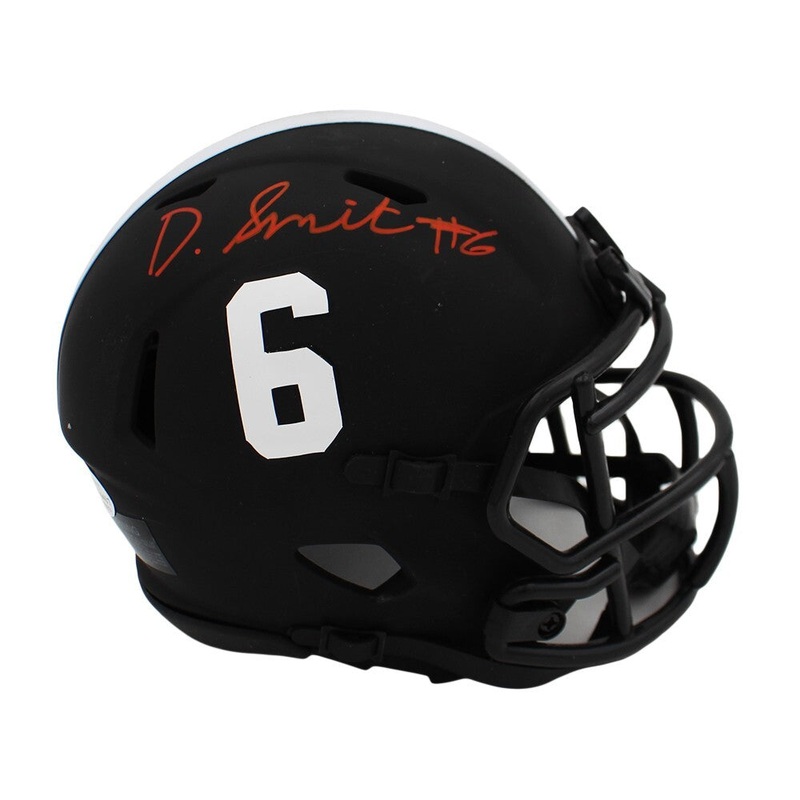 Devonta Smith Signed Alabama Crimson Tide Speed Black Matte NCAA Mini Helmet