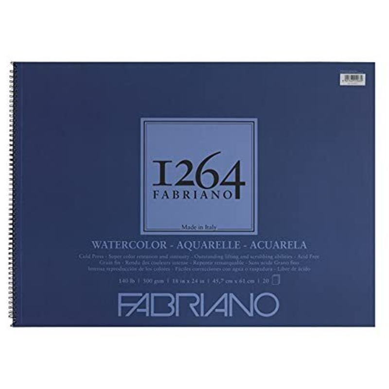 Fabriano 1264 Watercolor Pads, Spiral-Bound, 18 x 24 – 140 lb. (300 gsm), 20 Shts./Pad
