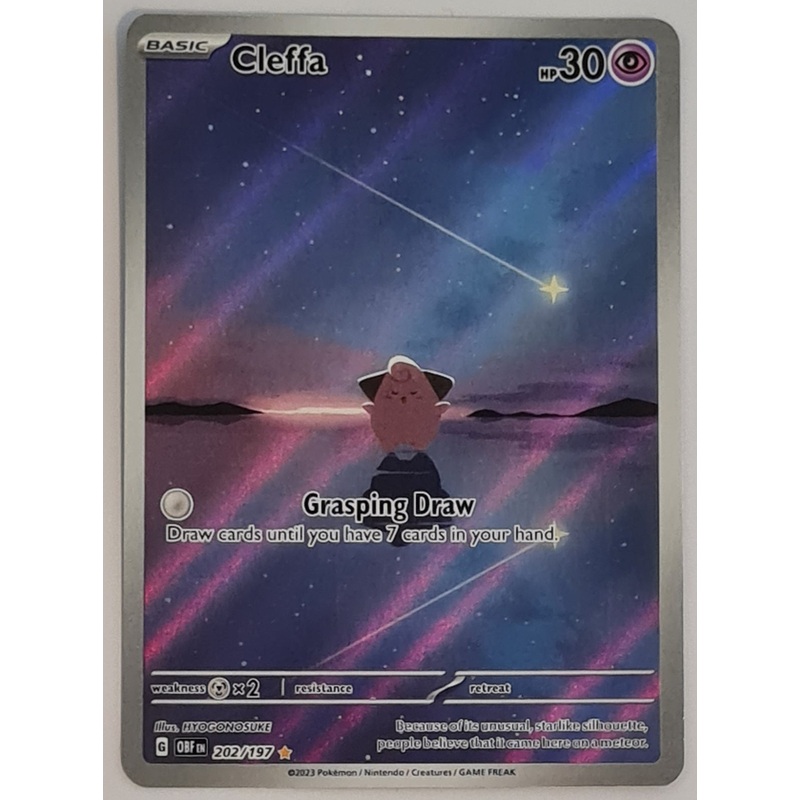 Pokemon Scarlet and Violet Obsidian Flames Cleffa #202/197 Illustration Rare Holo Trading Card
