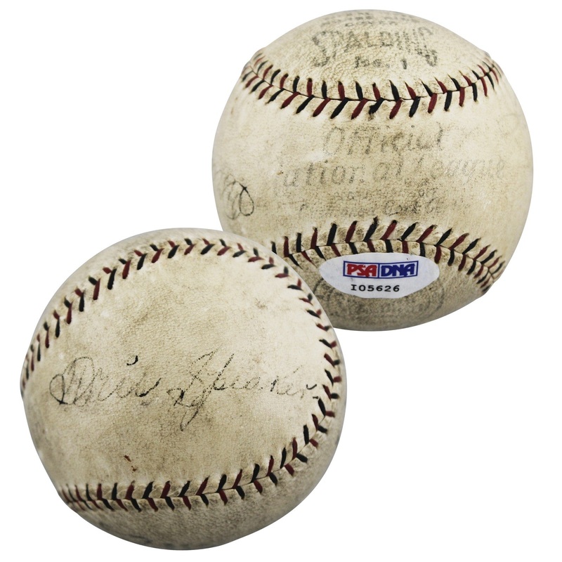 Red Sox Tris Speaker Signed Spalding International League Baseball BAS #AE34231