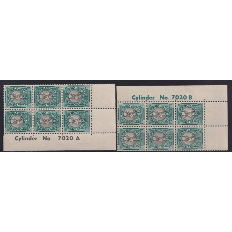 1947  1/2d A & B CYLINDER  BLOCKS (7020) UM – SACC 113