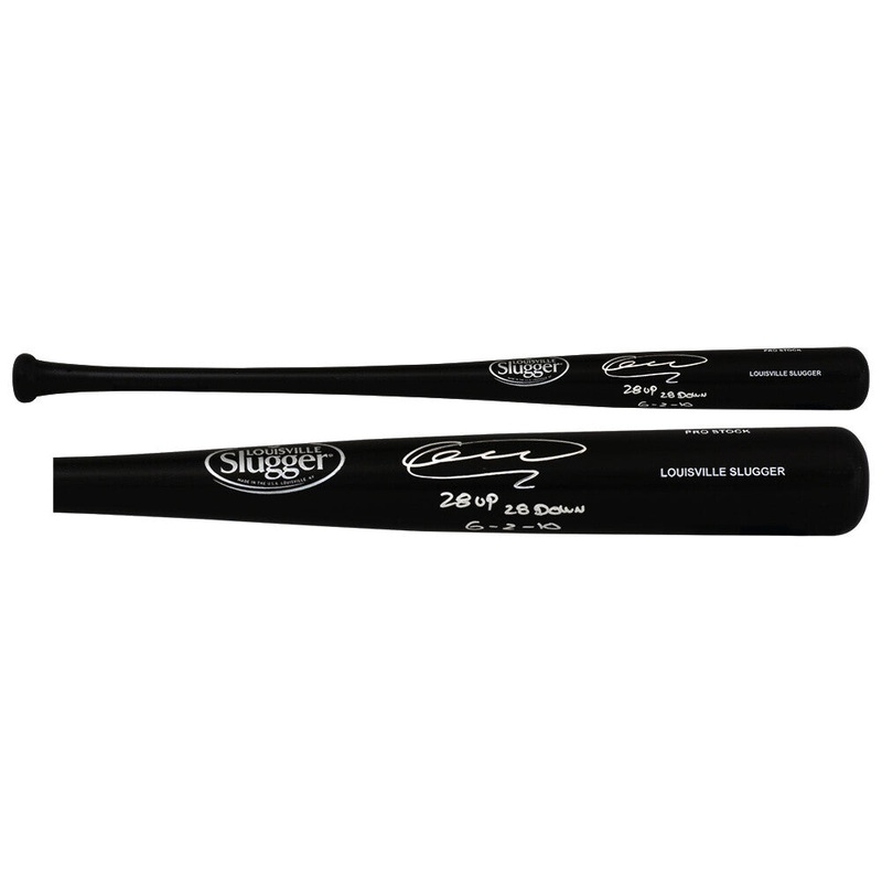 Armando Galarraga Signed Louisville Slugger Black Bat w/28 Up 28 Down -SS COA