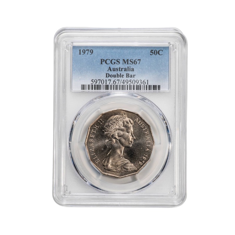 Australia 1979 50c Coin Double Bar PCGS MS67 (Gem Uncirculated)