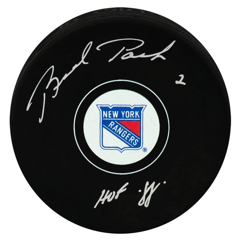 Brad Park Signed New York Rangers Logo Hockey Puck w/HOF’88 – (SCHWARTZ COA)