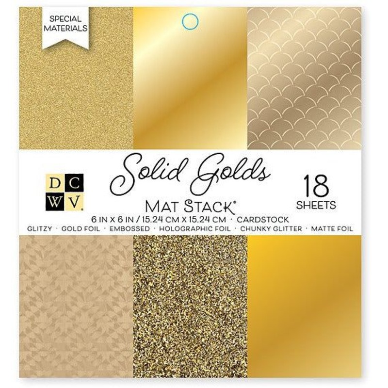 DCWV Single-Sided Cardstock Stack 6X6 18/pkg – Solid Golds