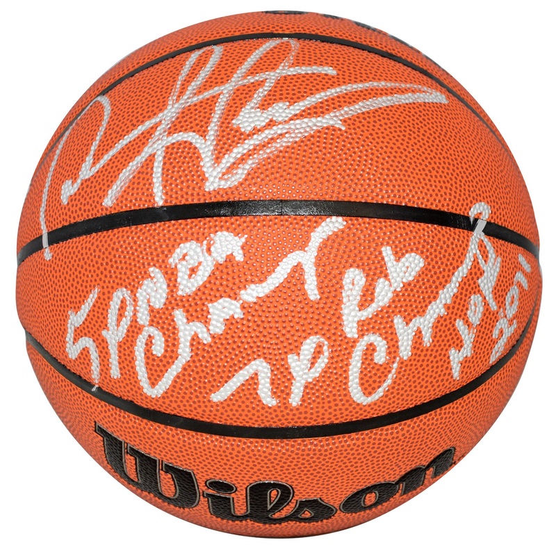 DENNIS RODMAN SIGNED BULLS PISTONS WILSON BASKETBALL W/ 5X NBA CHAMP & HOF 2011