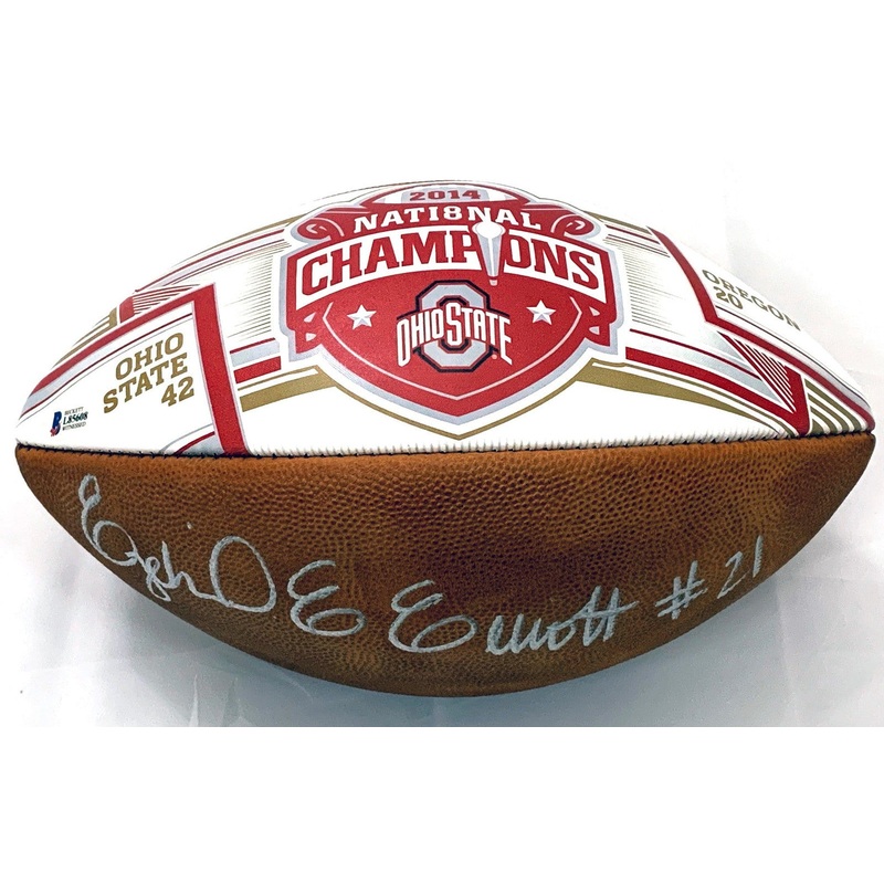 Ezekiel Elliott Autographed Ohio State 2014 National Champions Football Beckett