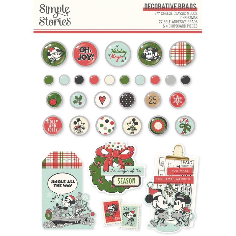 Simple Stories Decorative Brads Say Cheese Classic Mouse Christmas