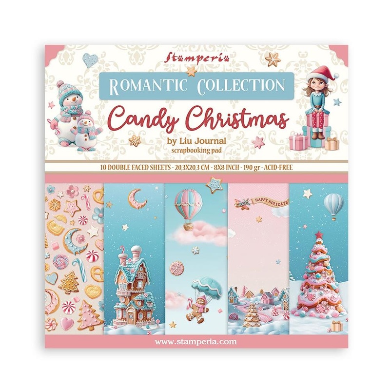 Stamperia Scrapbooking Pad 8X8 10/Pkg Candy Christmas