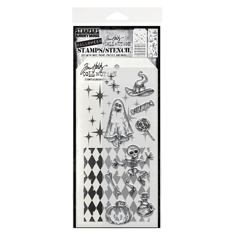 Stampers Anonymous Media #45 Tim Holtz Clear Stamp and Stencil