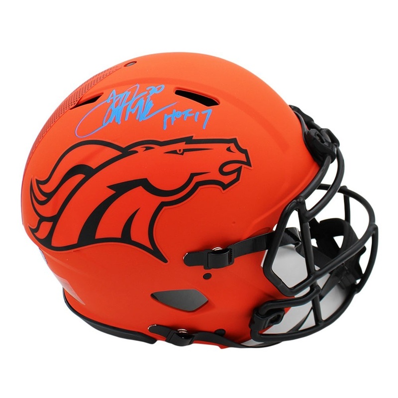 Terrell Davis Signed Denver Broncos Speed Authentic Rave NFL Helmet with HOF 17