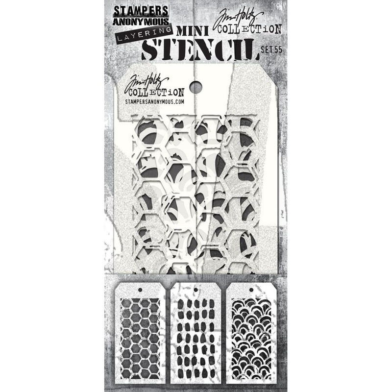 Tim Holtz Mini Layered Stencil Set 3/Pkg Set #55
