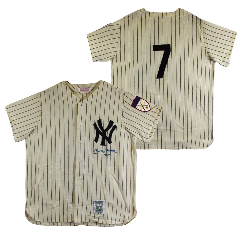 Yankees Mickey Mantle No. 7 Authentic Signed M&N Pinstripe Jersey BAS #AE13532