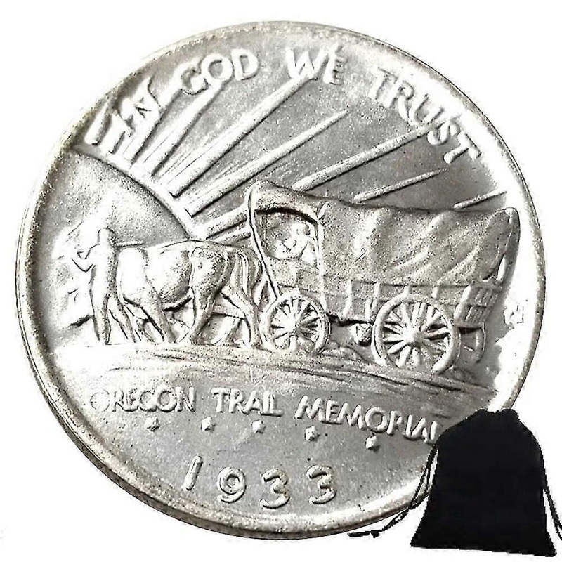 1933D Luxury Oregon Half-Dollar Couple Art Coins Memorial Pocket Gift Coin Commemorative Morgan Dollar Good Luck Coin+Gift Bag