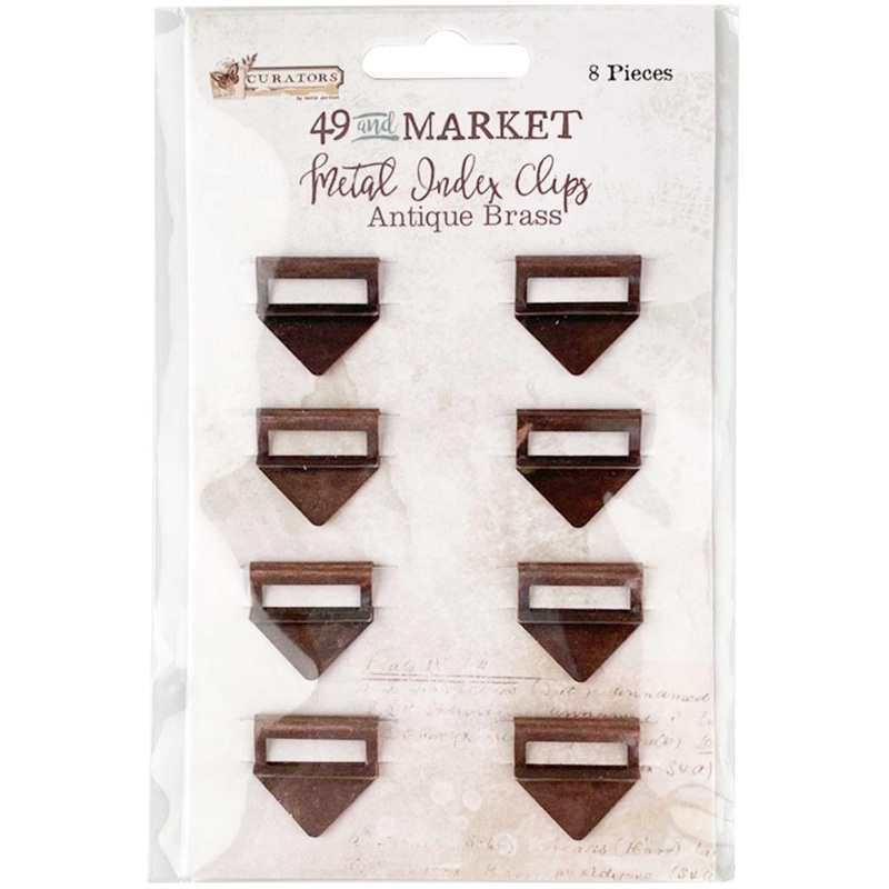 49 And Market Curators Essential Metal Index Clips 8/Pkg Antique Brass