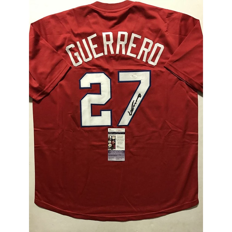 Autographed/Signed VLADIMIR VLAD GUERRERO Montreal Red Jersey JSA COA Auto