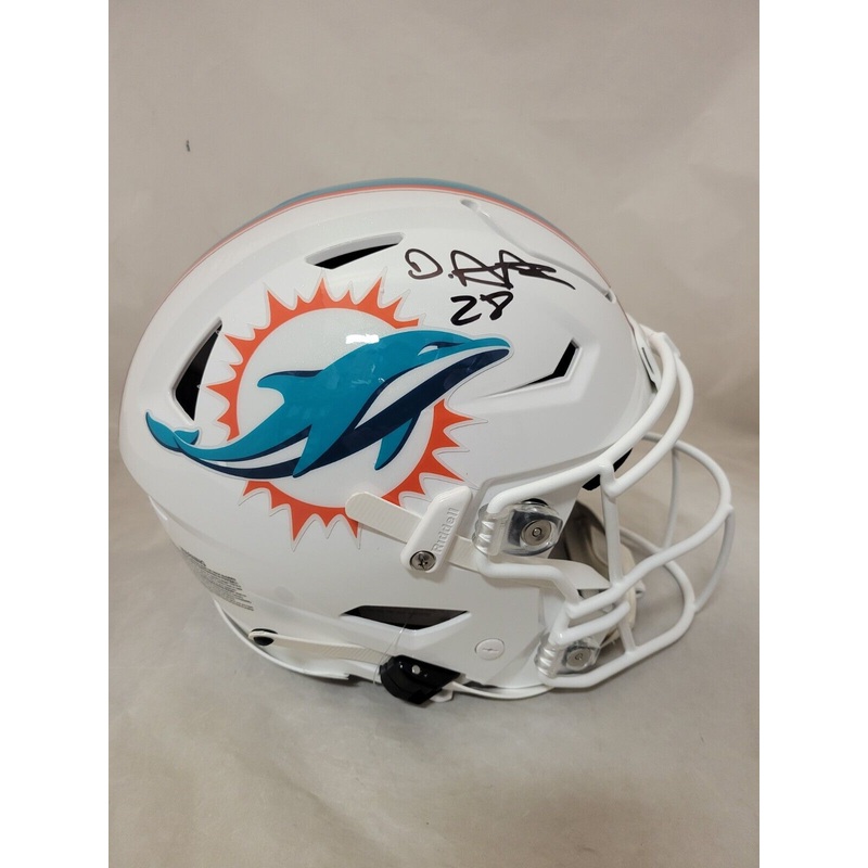 DEVON ACHANE SIGNED MIAMI DOLPHINS SPEEDFLEX AUTHENTIC HELMET BECKETT QR