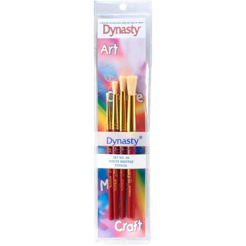 Dynasty Craft & Hobby Brush Sets White Bristle Stencil 4/Pkg
