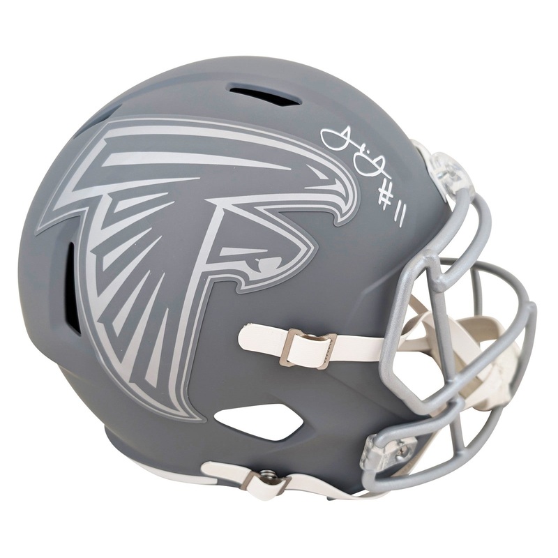 Falcons Julio Jones Signed Slate Full Size Speed Rep Helmet BAS Witnessed
