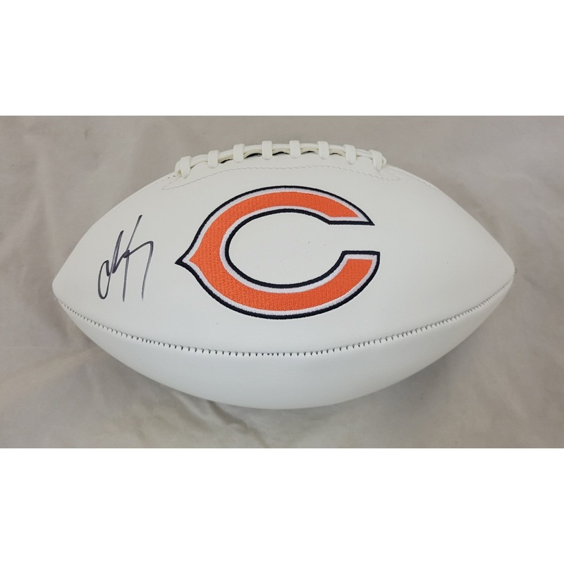 LUTHER BURDEN SIGNED CHICAGO BEARS FULL SIZE WHITE PANEL LOGO FOOTBALL BAS