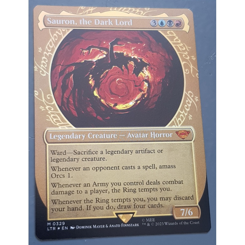 Magic the Gathering Lord of the Rings Sauron, the Dark Lord LTR #329 Showcase Foil Trading Card