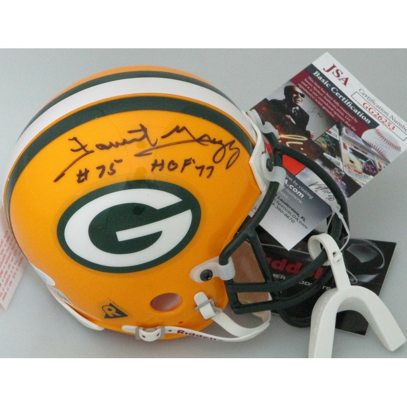 Packers FORREST GREGG Signed Riddell Metal Mini Helmet AUTO w/ #75 & HOF 77 JSA