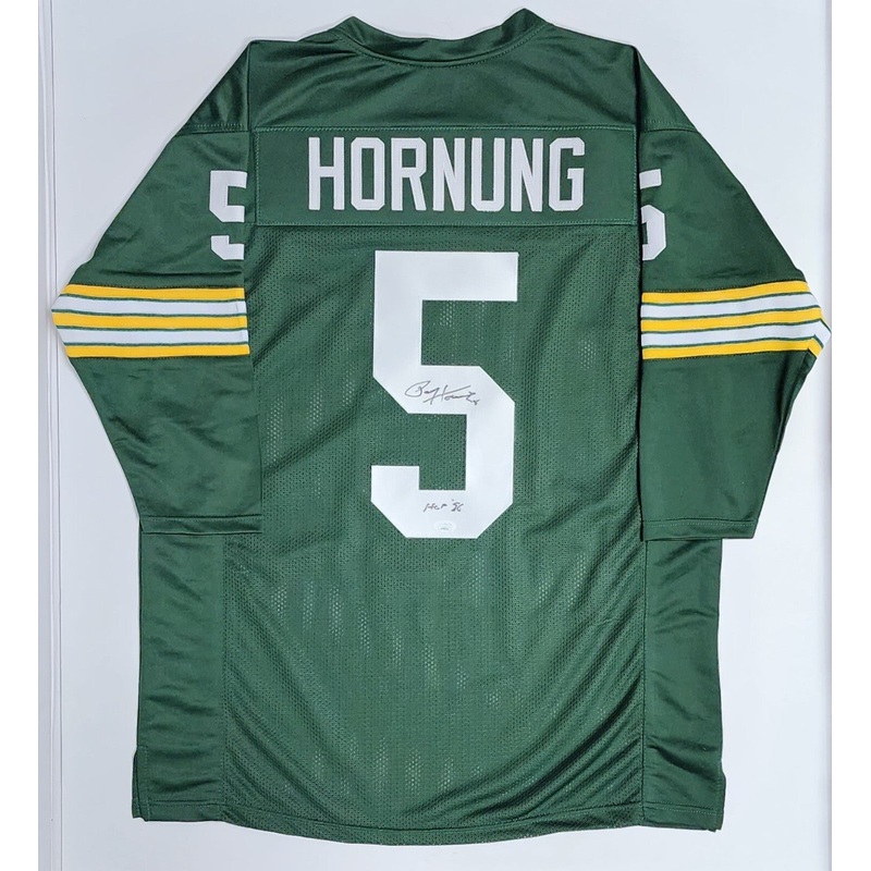Packers PAUL HORNUNG Signed Custom Green Throwback Jersey AUTO w/ HOF – JSA