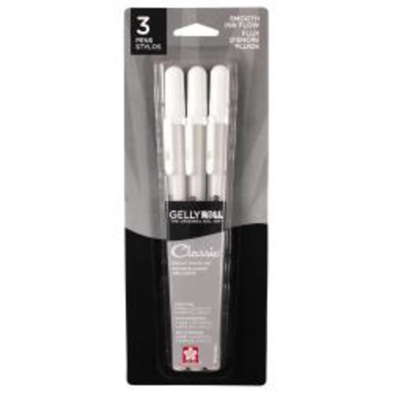 Sakura Gelly Roll Classic 3/Pkg White – 1 Each Of Fine, Medium & Bold