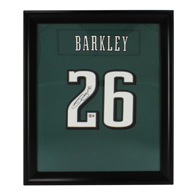 Saquon Barkley Signed Philadelphia Eagles Framed Green NFL Jersey