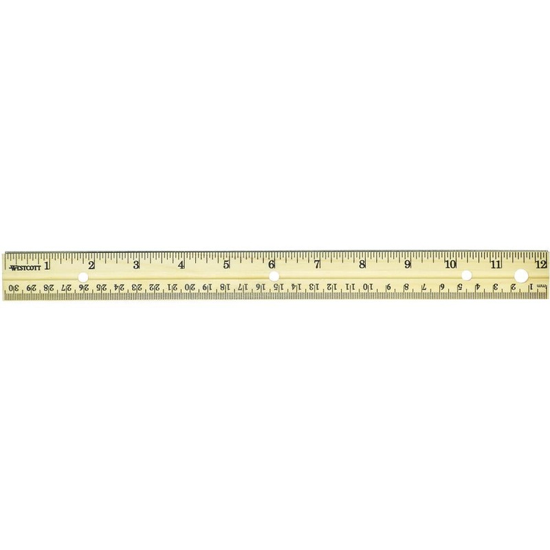 Wood Ruler 12 Metal Edge