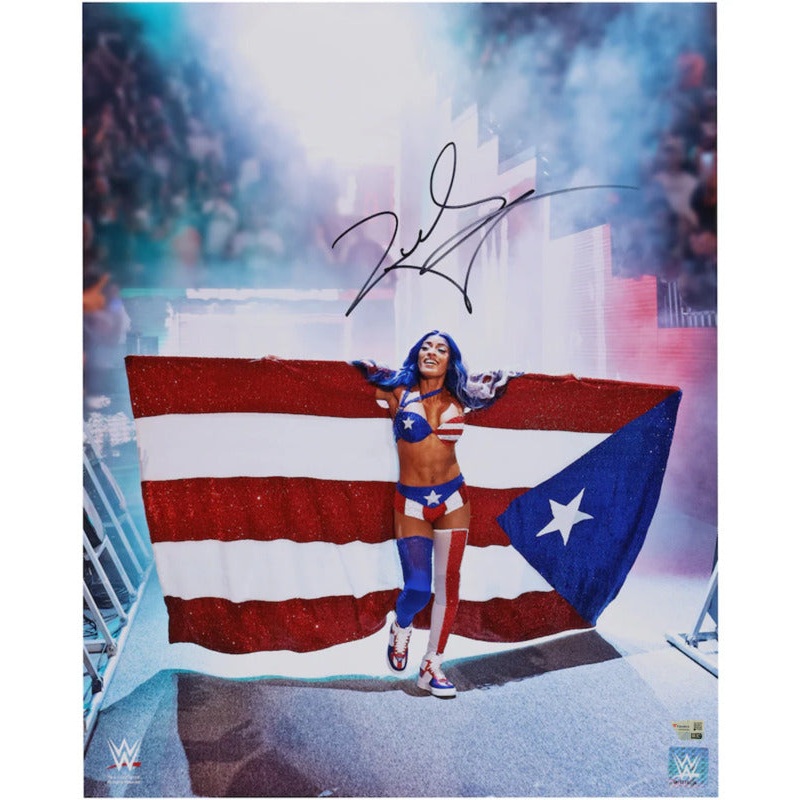 Zelina Vega Autographed 2023 Backlash Flag Entrance WWE 16 x 20 Photo Fanatics
