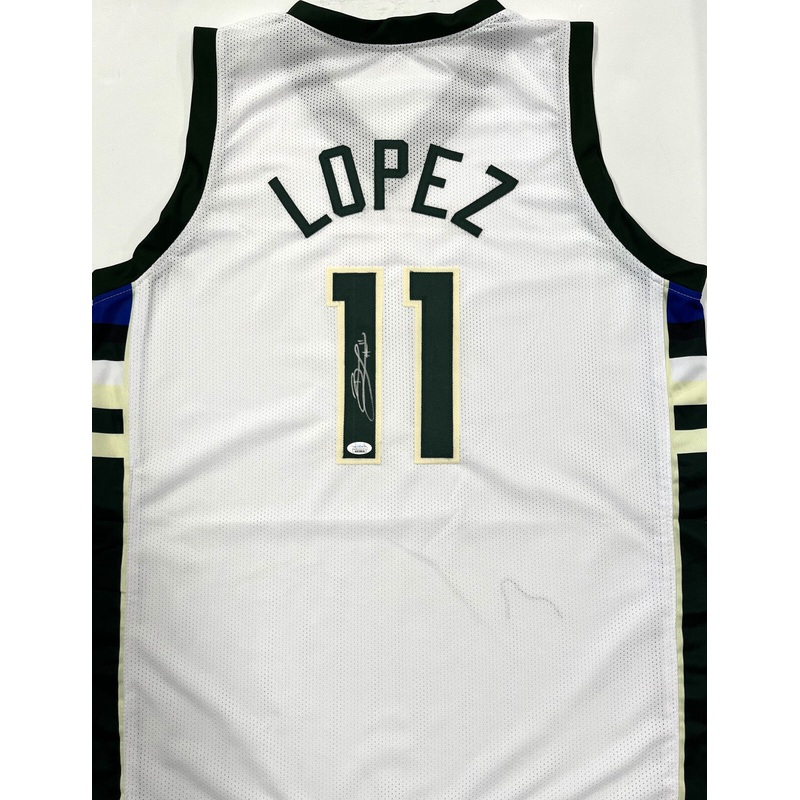 Bucks NBA Champ BROOK LOPEZ Signed Milw Custom Replica White Jersey AUTO – JSA