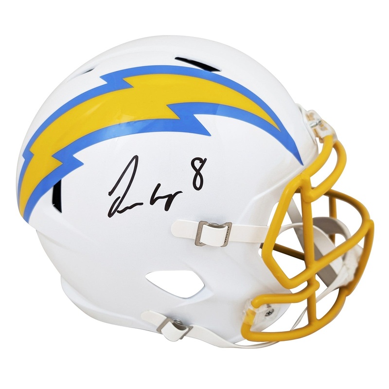 Chargers Omarion Hampton Signed Full Size Speed Rep Helmet BAS Witnessed