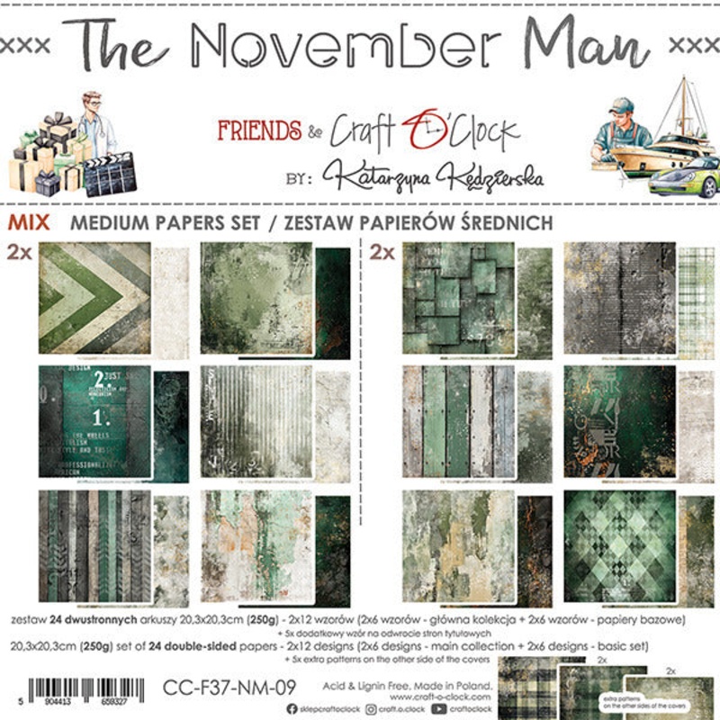 Craft O’Clock – 8X8 Mix Paper Pad, The November Man