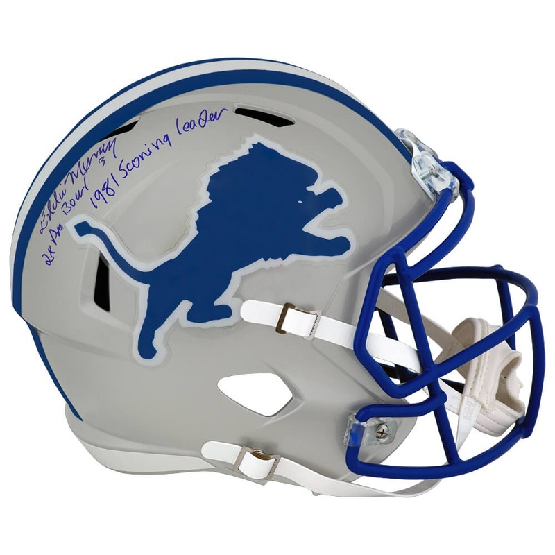 Eddie Murray Signed Lions T/B Riddell Full Size Replica Helmet w/2-INSC (SS COA)