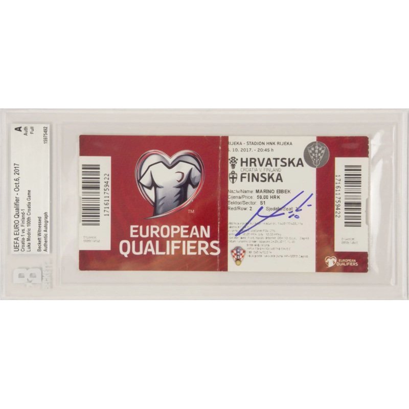 Luka Modric Signed 2017 Record 100th Croatia Game Match Ticket – BGS Authentic