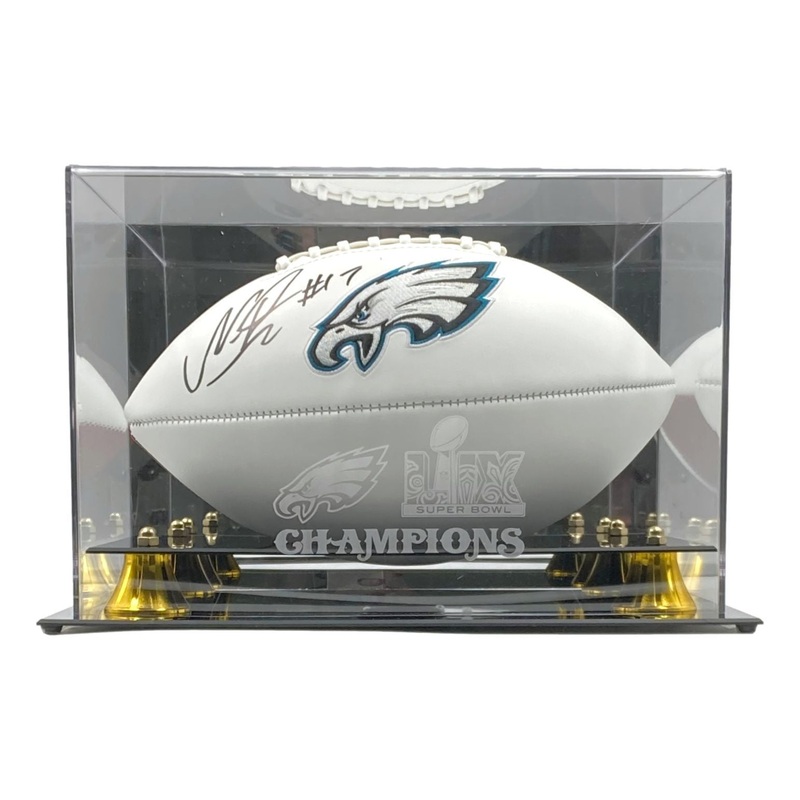 Nakobe Dean Signed Eagles Logo Football PSA/DNA w/ Super Bowl 59 Case
